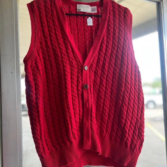 80s lord jeff red knit vest size medium - Picture 1 of 4